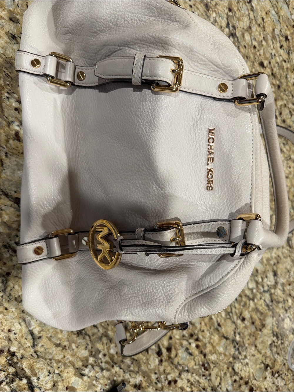 Michael Kors Off-White Leather Shoulder Bag with Gold Hardware like new